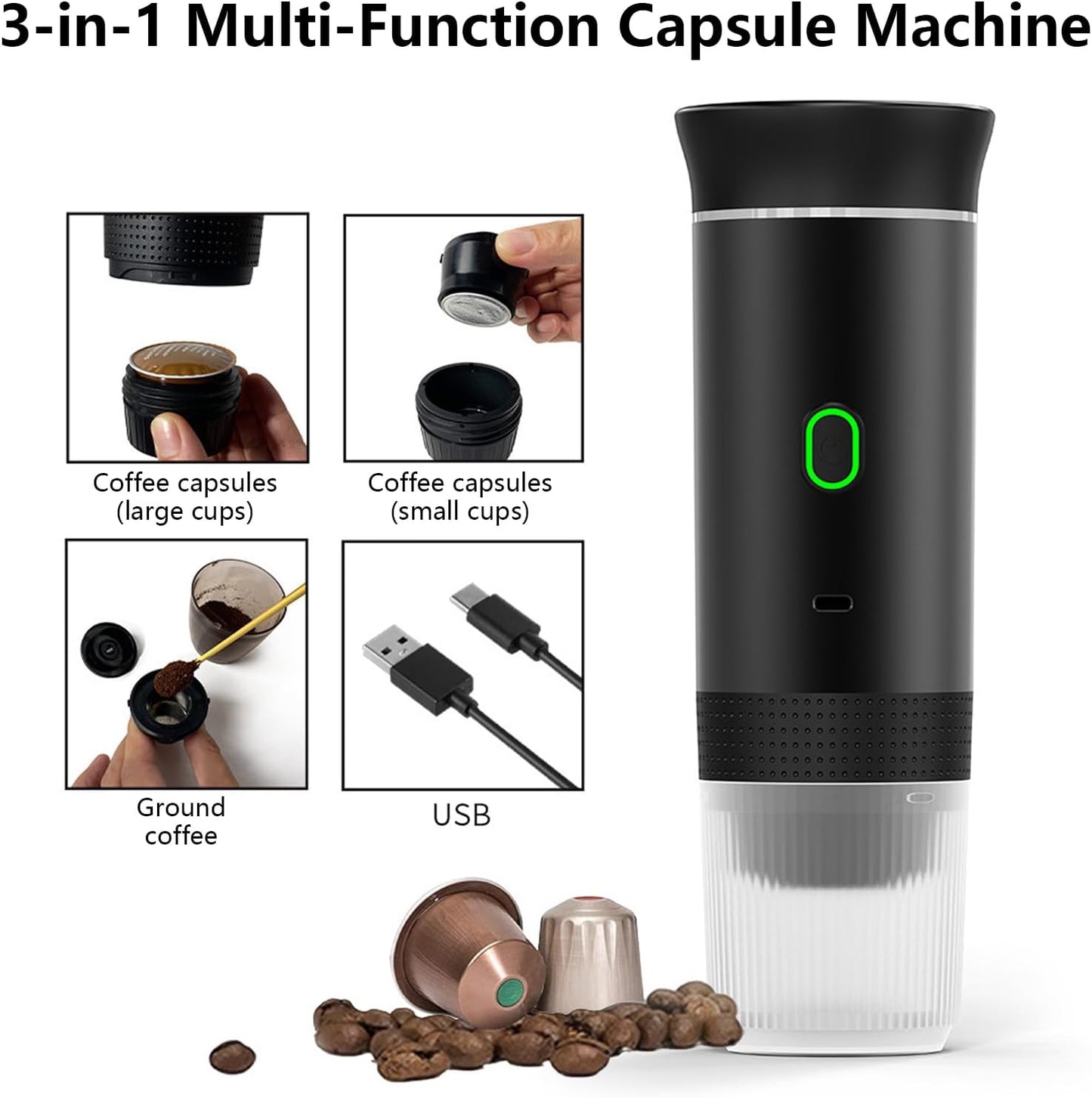 Portable 3-in-1 Espresso Coffee Maker with Rechargeable Battery – Raverno