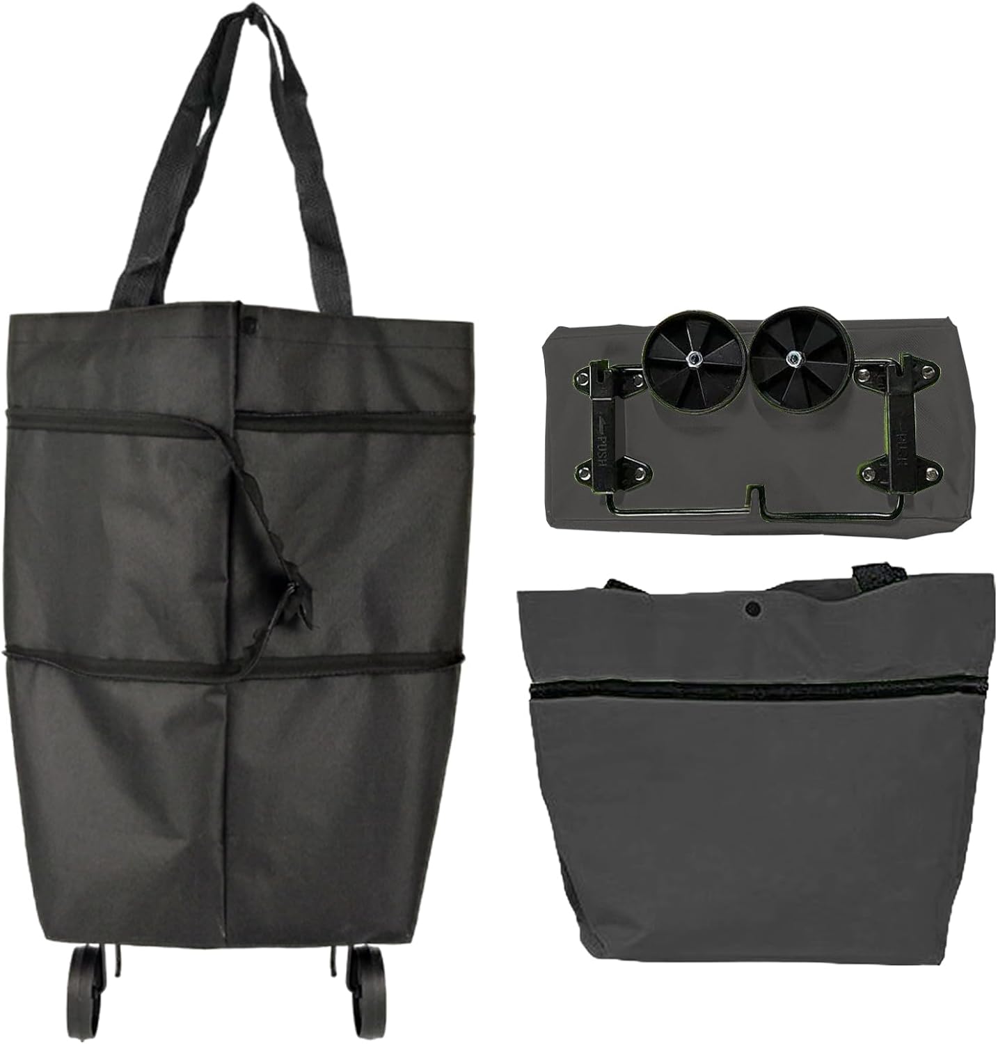 Large Capacity Foldable Shopping Bag with Wheels Reusable Cart Tote (1+1 FREE) – Veytra