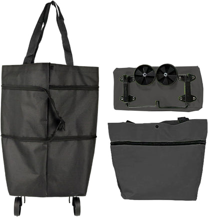 Large Capacity Foldable Shopping Bag with Wheels Reusable Cart Tote (1+1 FREE) – Veytra