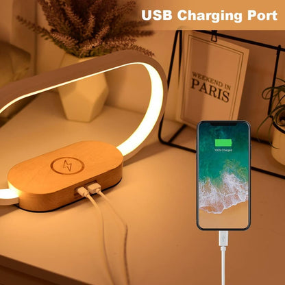 Wireless Charging Bedside Table Lamp with Clock – Lumora
