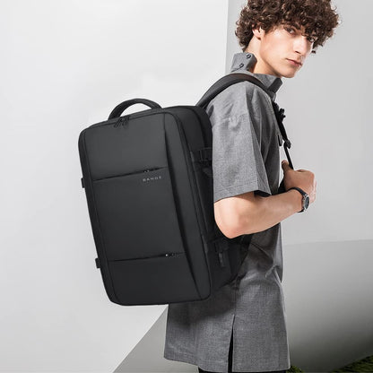 Expandable 26–45L Waterproof Travel Backpack with Laptop Sleeve & Duffle Carry