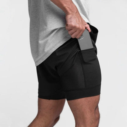 2-in-1 Men's Sports Shorts Breathable with Inner Shorts Training - Noah