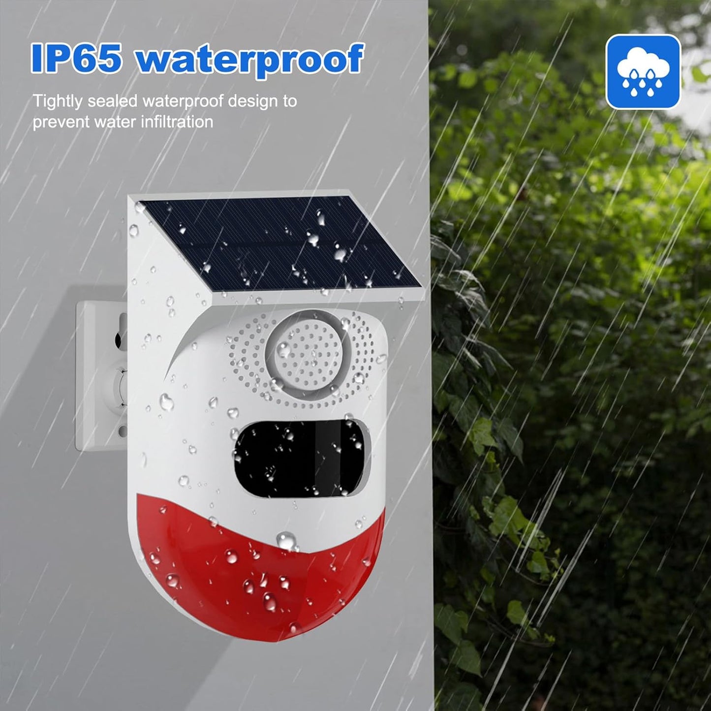 Solar Motion Sensor Alarm with 120dB Siren and LED Strobe – Feronix