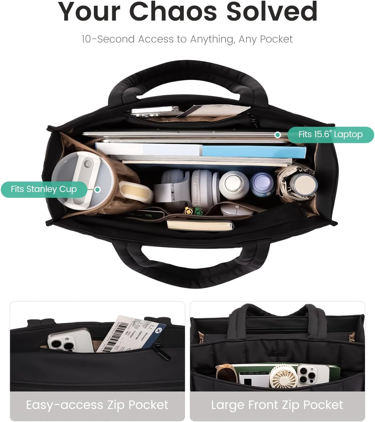 Professional Compartmented Work Bag – Large Capacity Laptop Case – Selvara