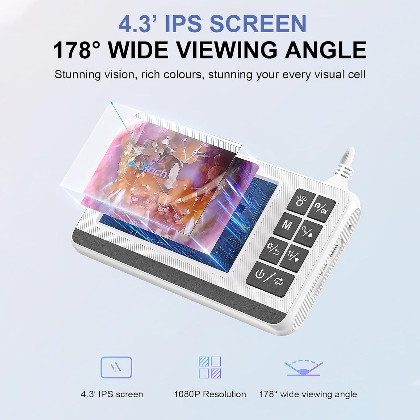 Ear Cleaning Otoscope with 3.9mm Camera and 4.3-Inch HD Screen – Claryon