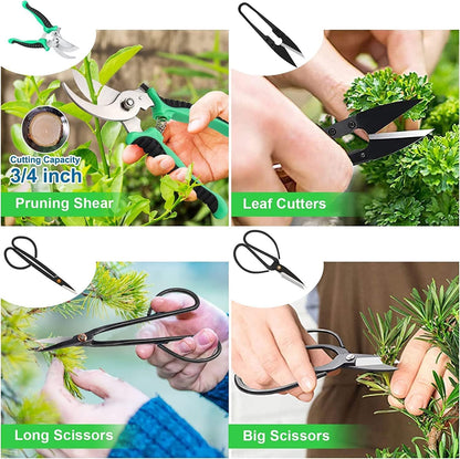 24-Piece Bonsai Tree Care Kit with High-Carbon Steel Tools and PU Leather Bag – Sevora