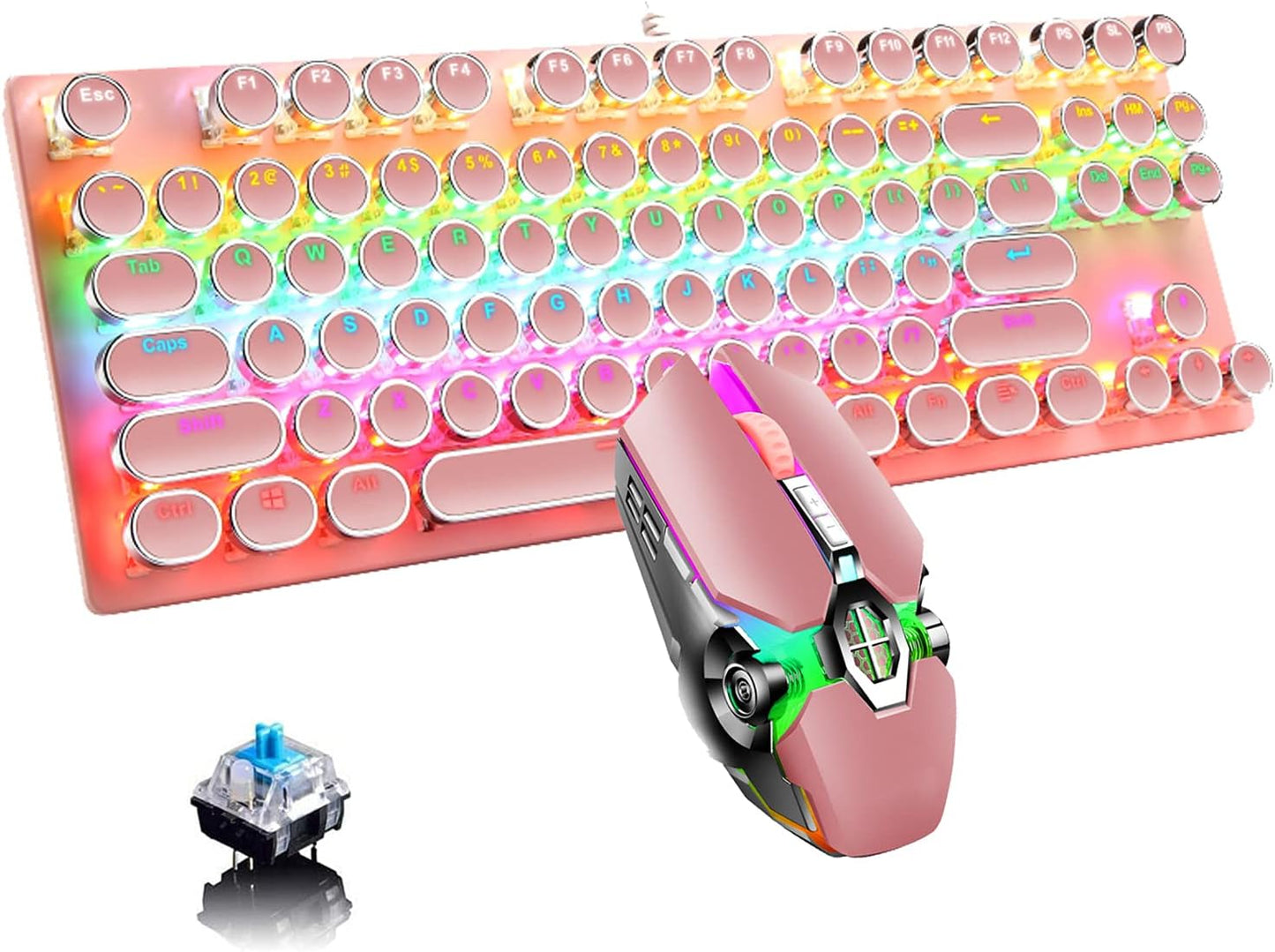 87-Key Mechanical Gaming Keyboard RGB Backlit Blue Switch