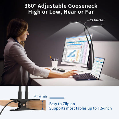 77 LED Desk Clamp Lamp with 27.6 in Flexible Gooseneck – Ravien