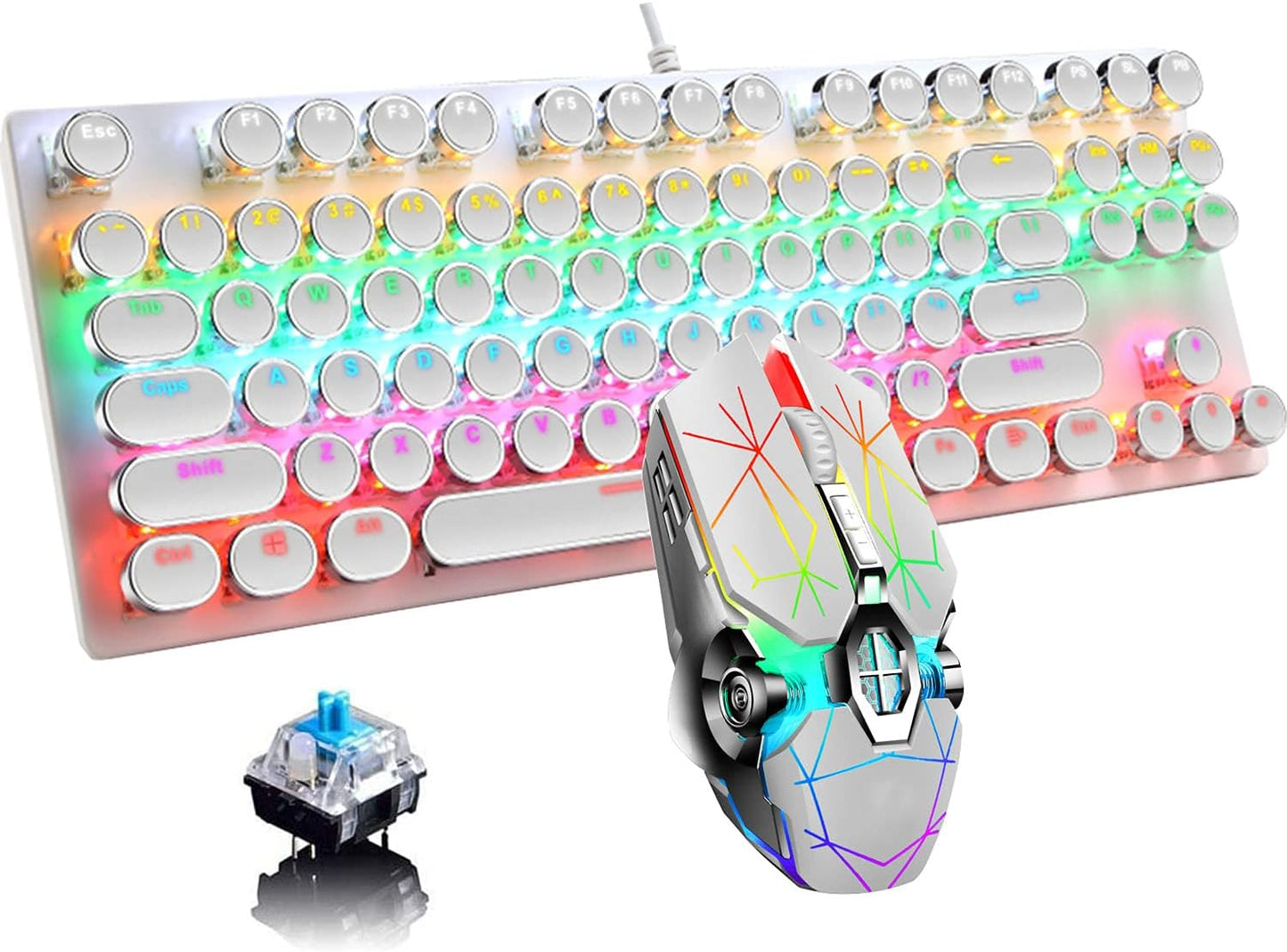 87-Key Mechanical Gaming Keyboard RGB Backlit Blue Switch