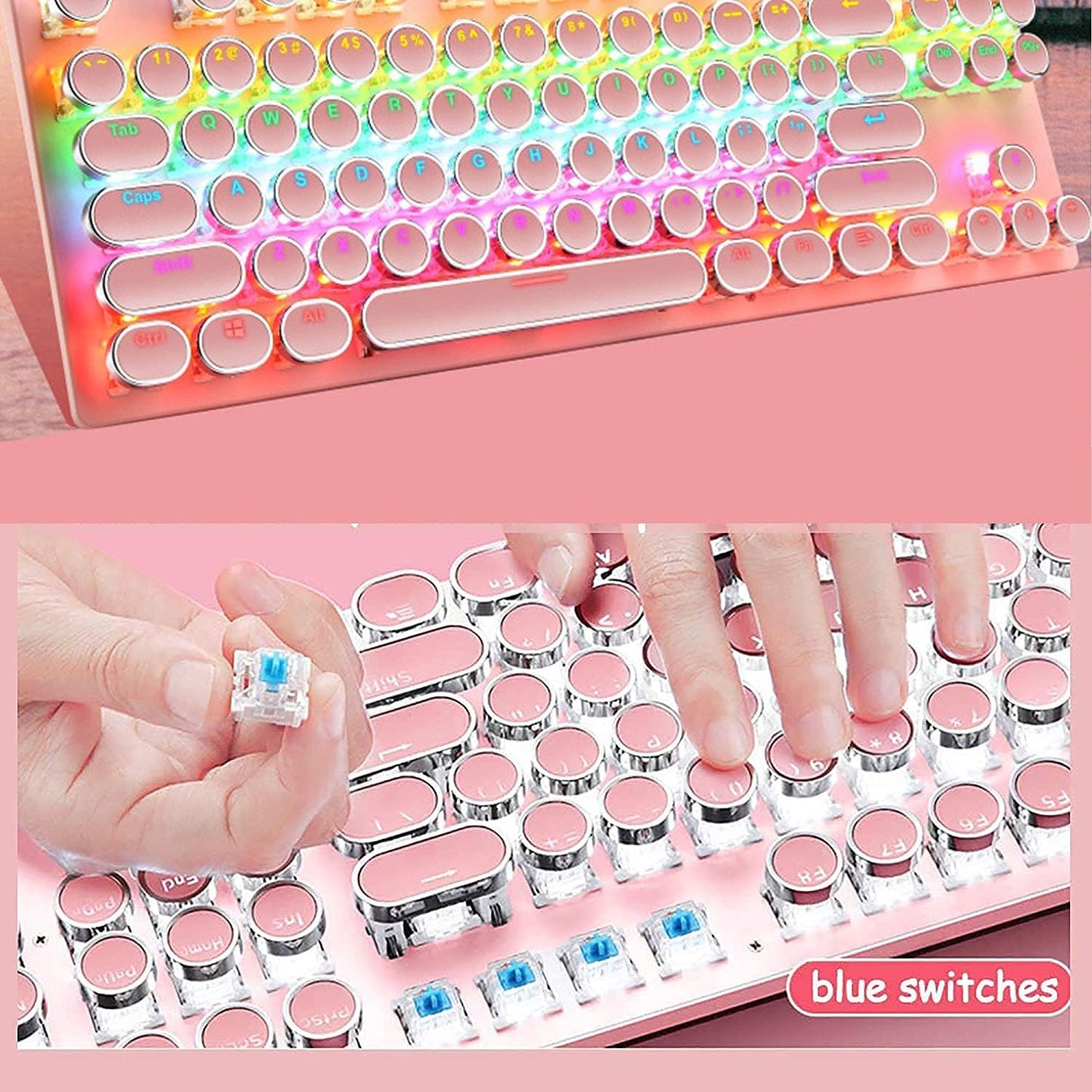 87-Key Mechanical Gaming Keyboard RGB Backlit Blue Switch