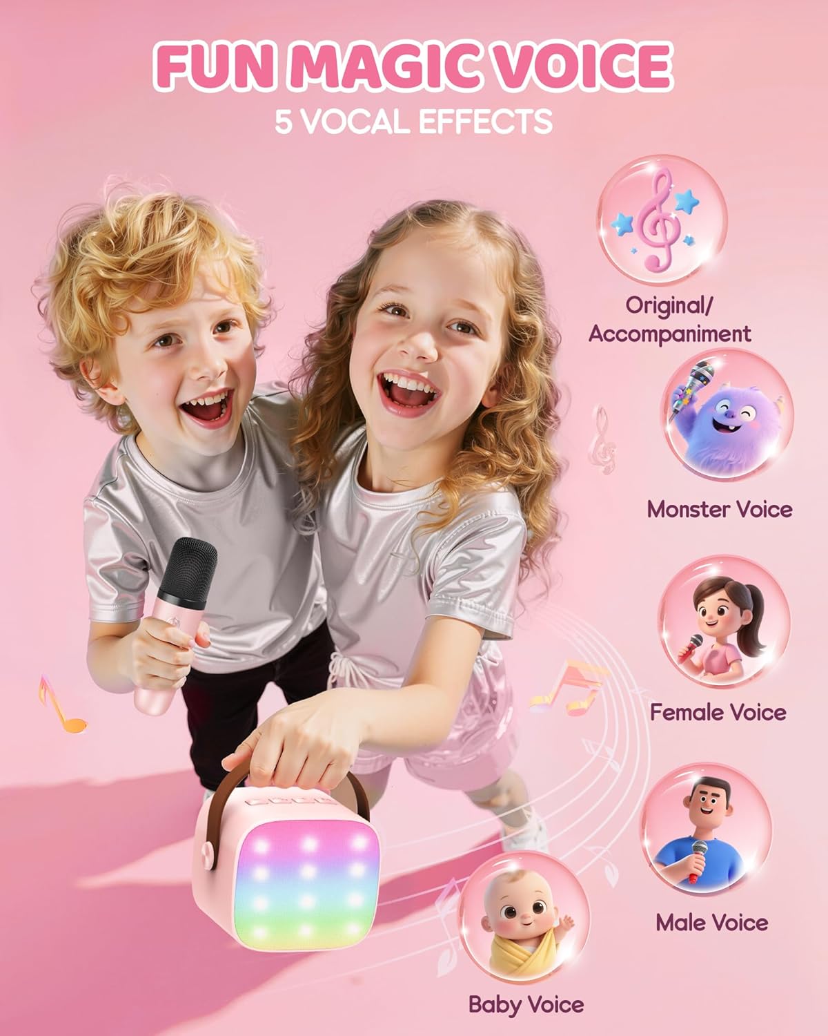 Portable Mini Karaoke Machine with Bluetooth Speaker & 2 Wireless Mics – Veylo