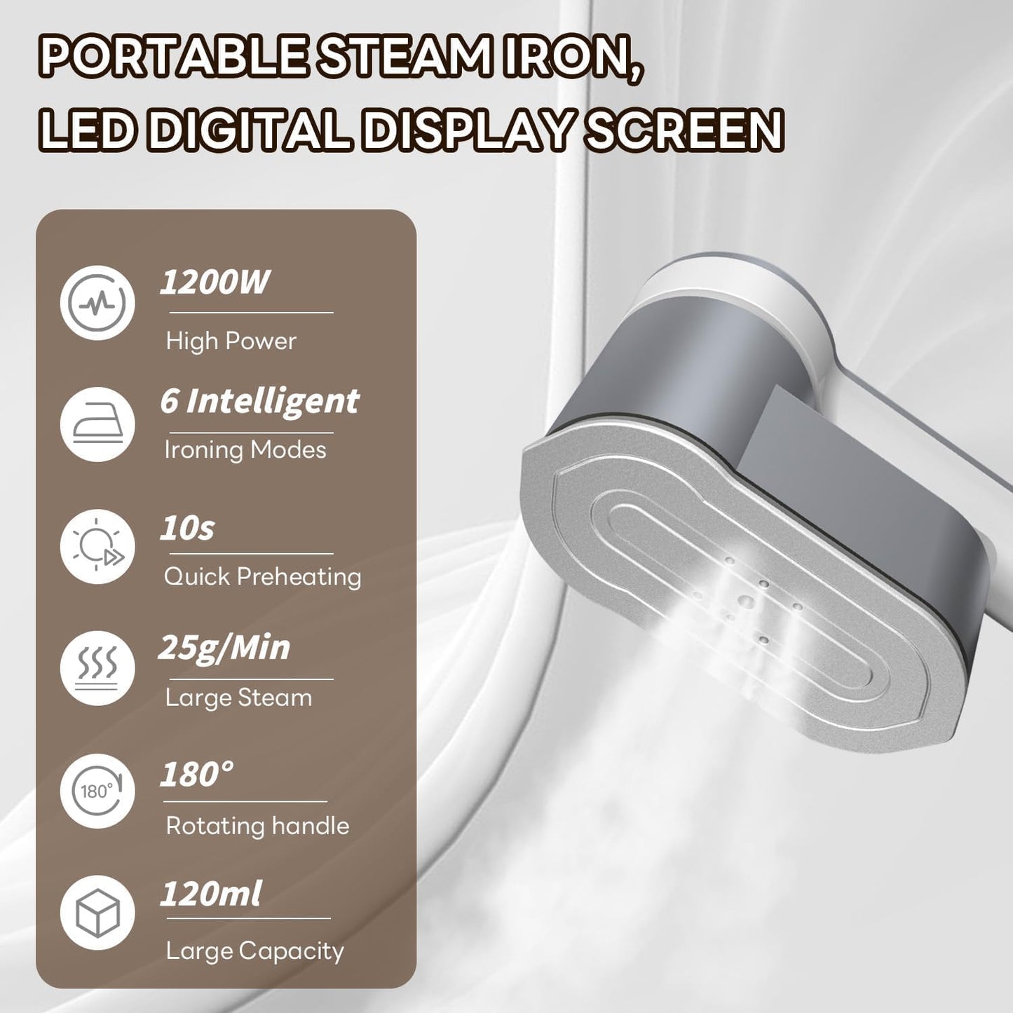 Portable Travel Steamer Iron 1200W with 6 Modes and AU Plug