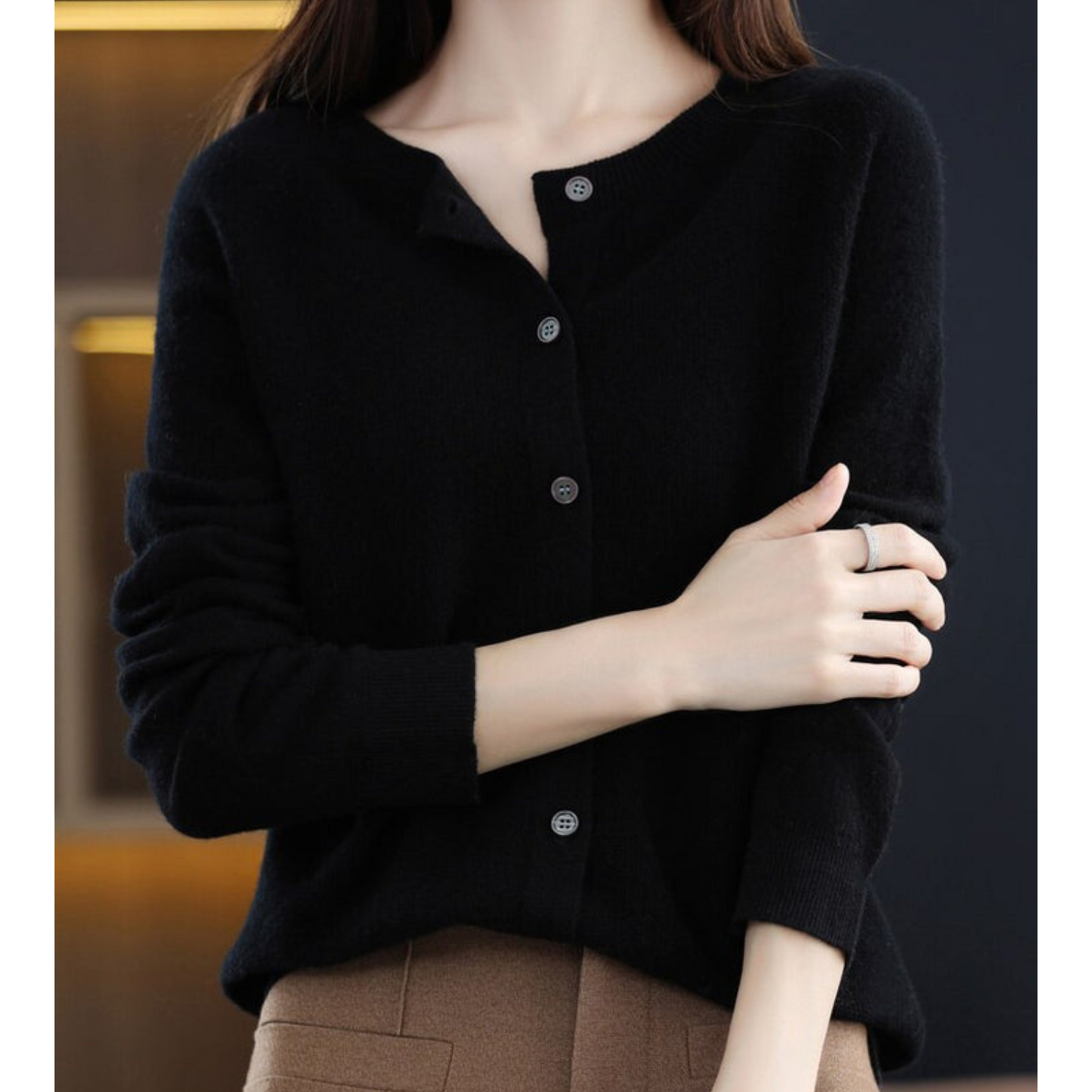 Ladies' Round Neck Cardigan – Amalia Autumn Enchantment