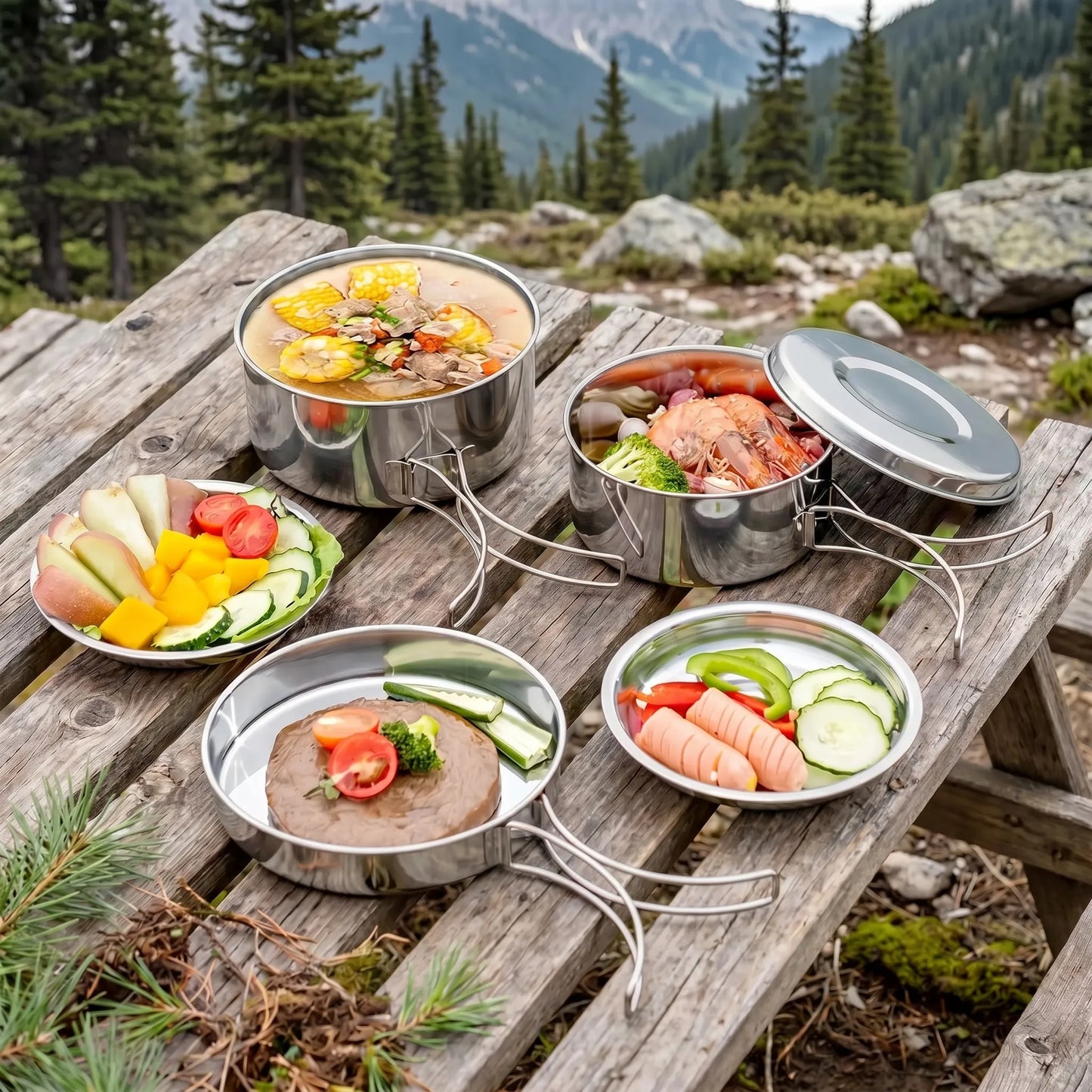 8-Piece outdoor Camping Cookware Set -  Wildkit