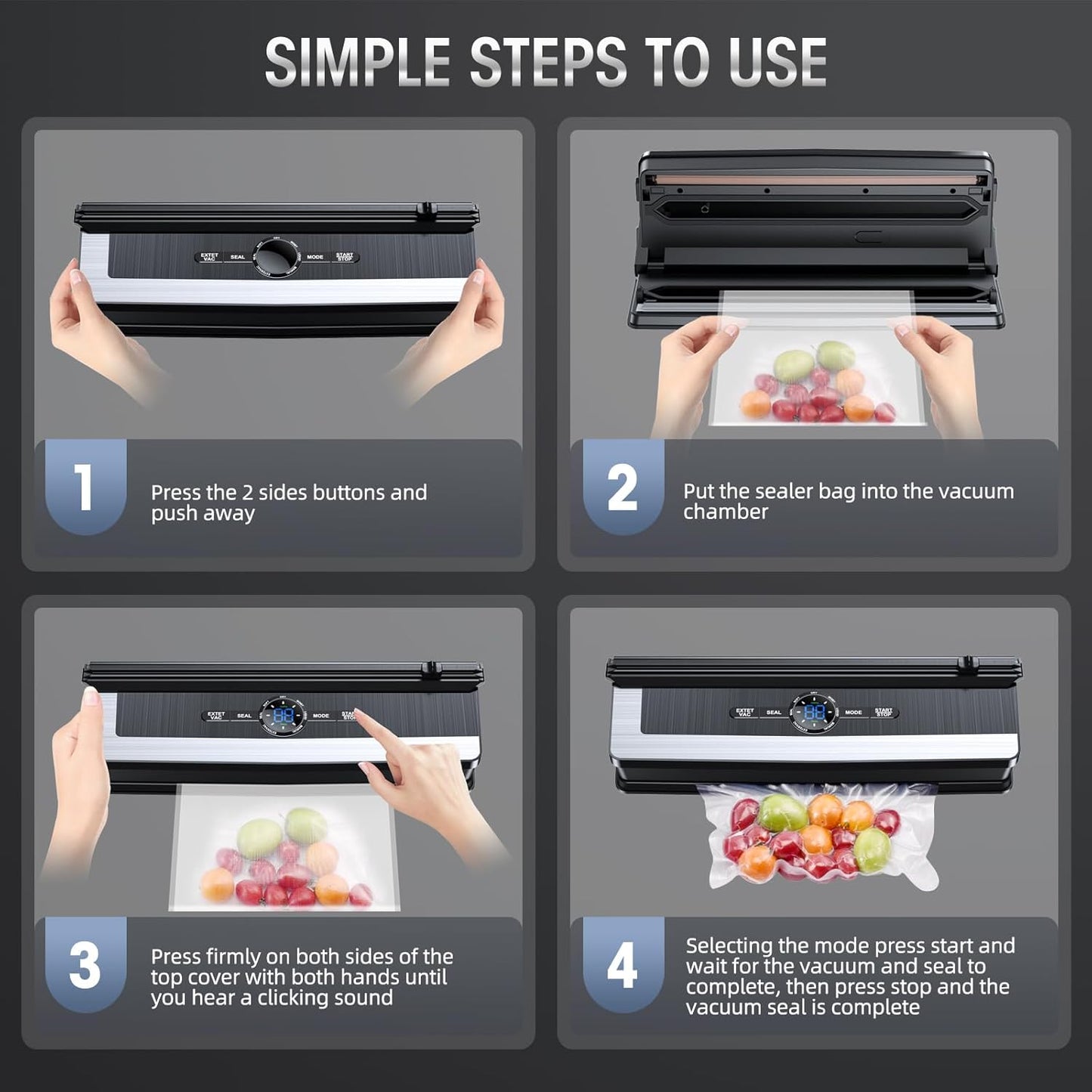 8-in-1 Vacuum Sealing Machine with Built-in Cutter-Nora Luxe