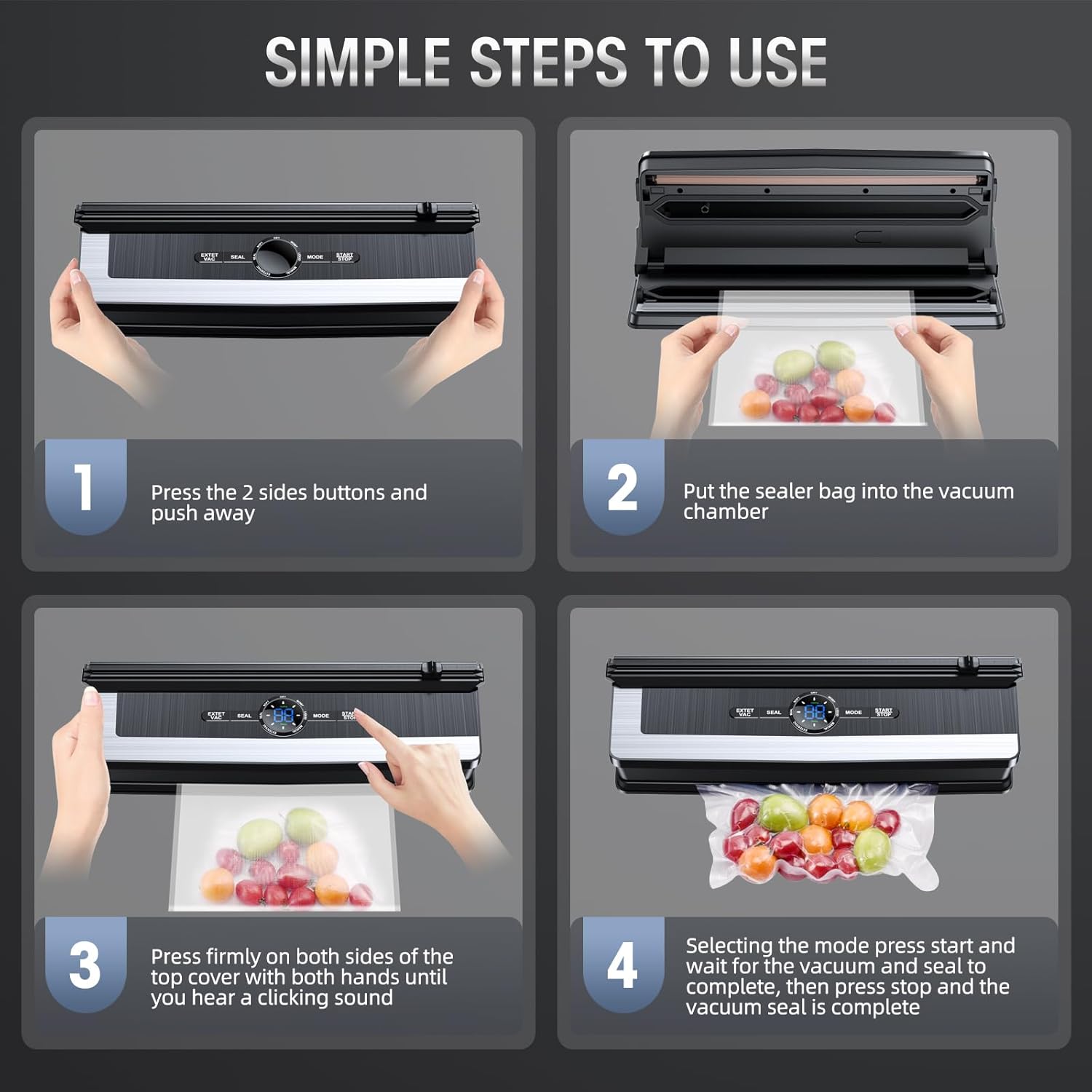 8-in-1 Vacuum Sealing Machine with Built-in Cutter-Nora Luxe