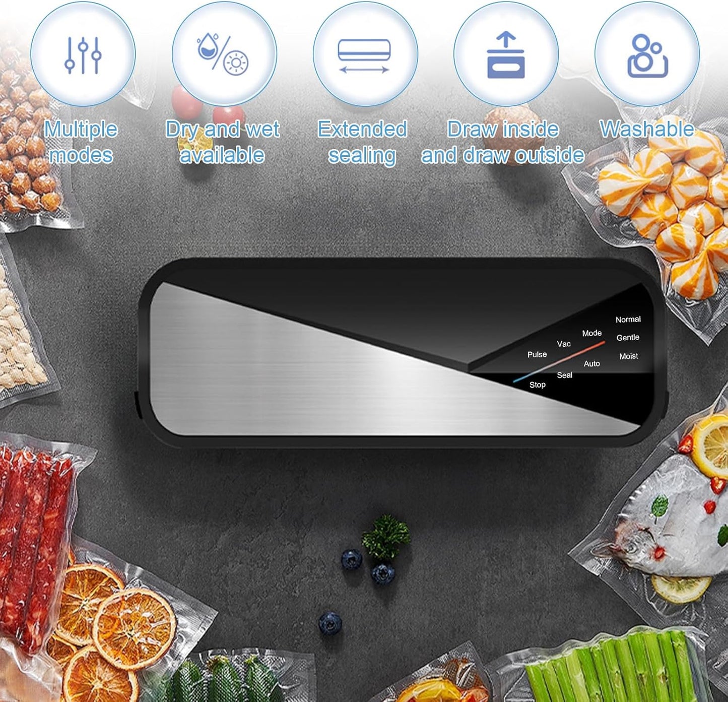6-in-1 Vacuum Sealer with 80kPa Suction and Sealing Strip – Fresvyn