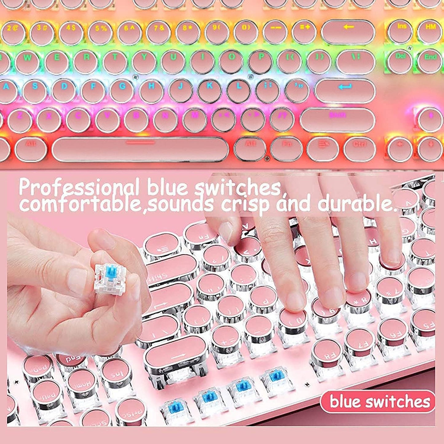 87-Key Mechanical Gaming Keyboard RGB Backlit Blue Switch