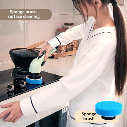 9-in-1 Electric Spin Cleaning Brush with LED Display – 1+1 FREE-White 3 heads-State of Style