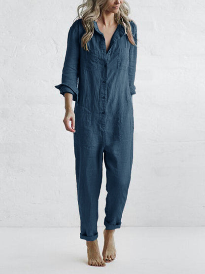 Casual Fall Jumpsuit – Liv | 100% Cotton, with practical pockets