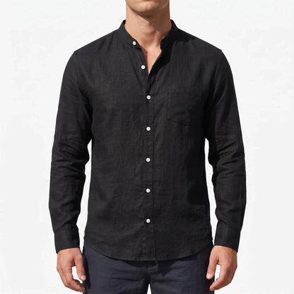 Band Collar Long-Sleeve Shirt -  Lamar