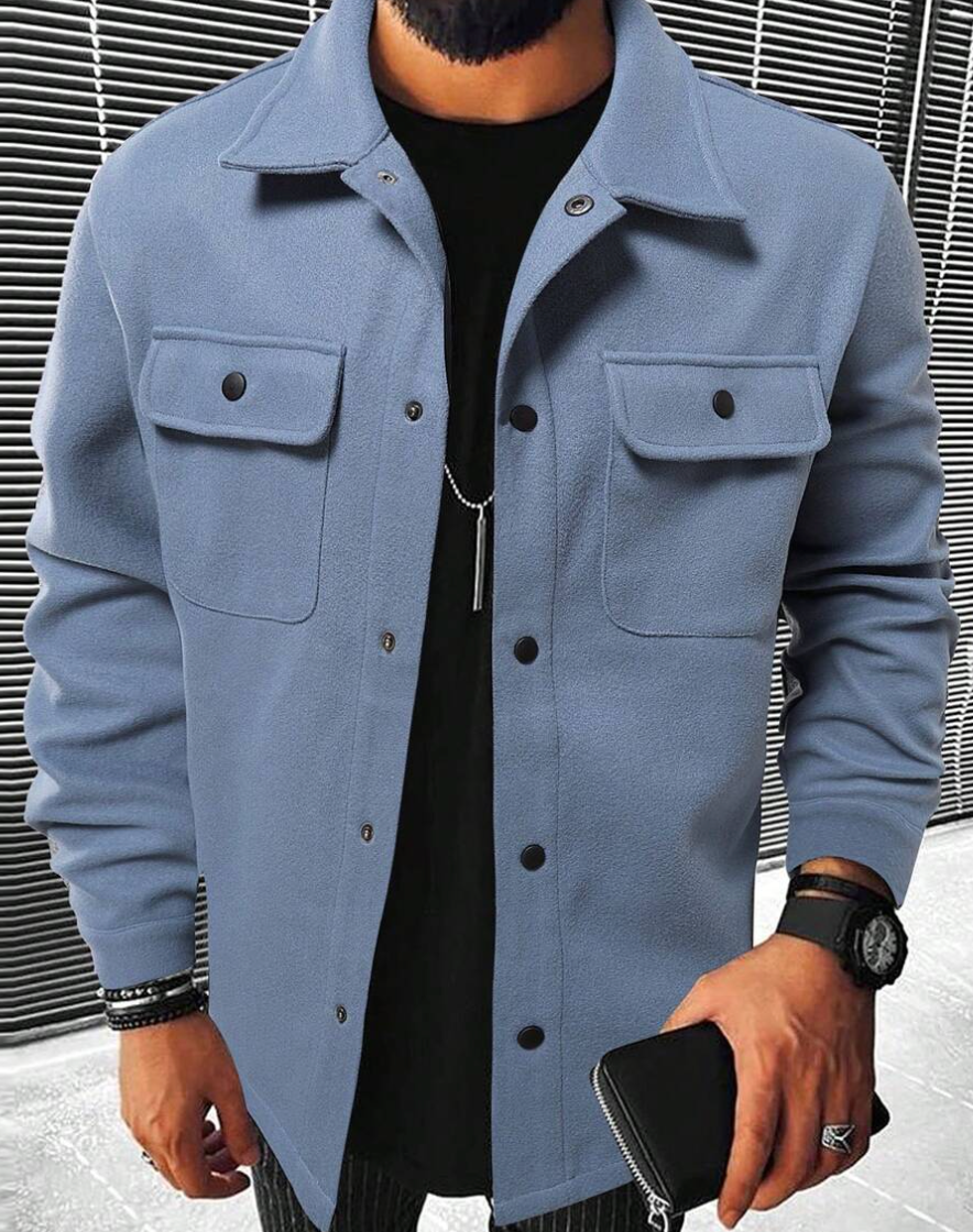 Warm men's shirt with pockets - Mateo