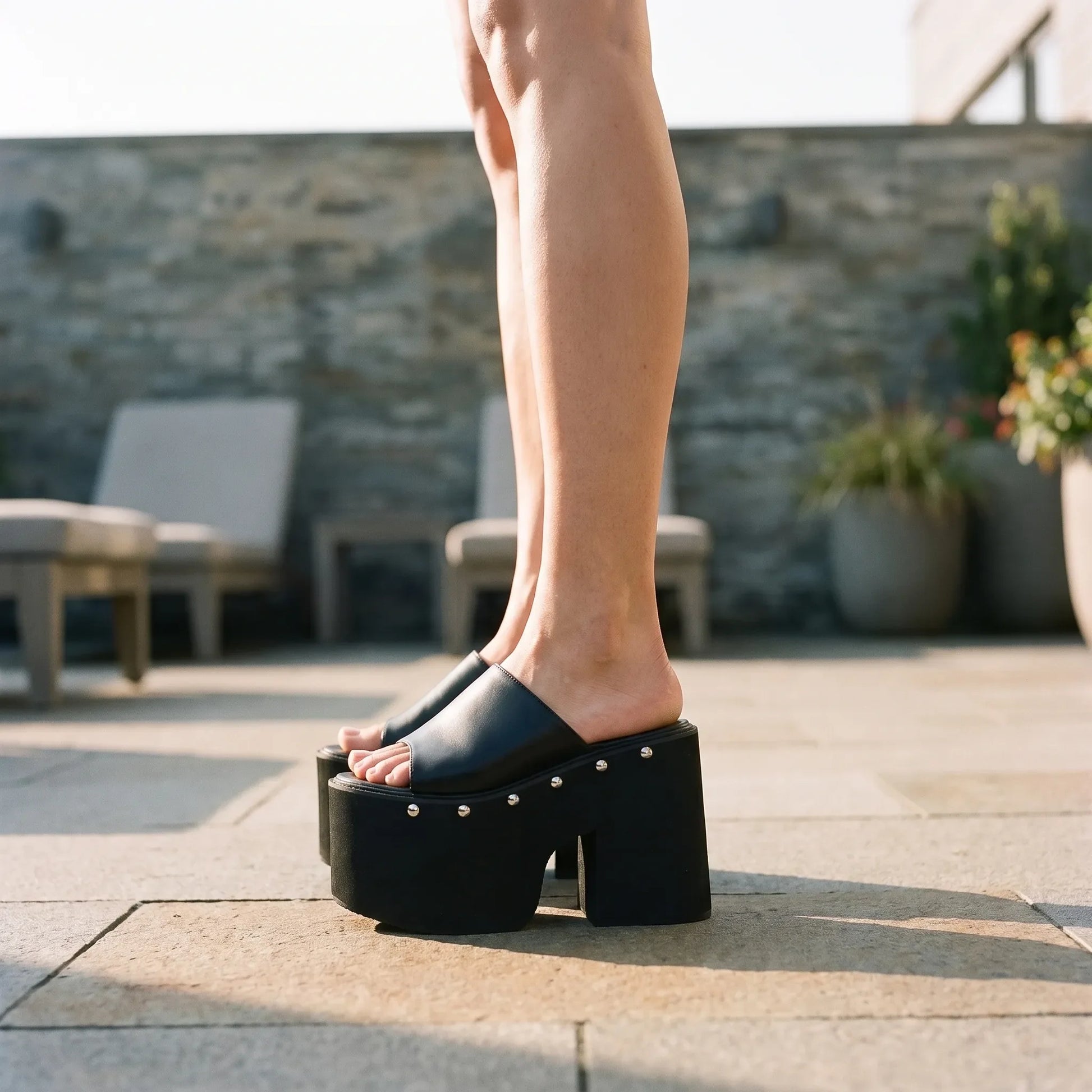 Black Platform Sandals - Nicole