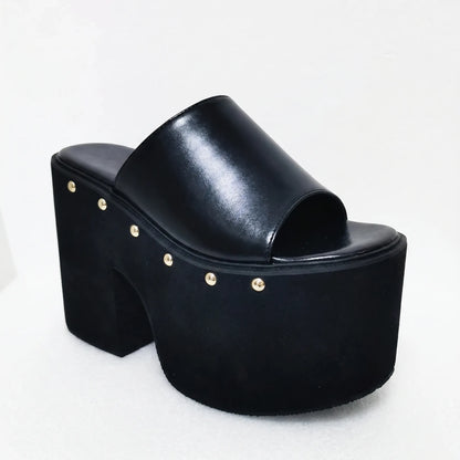 Black Platform Sandals - Nicole