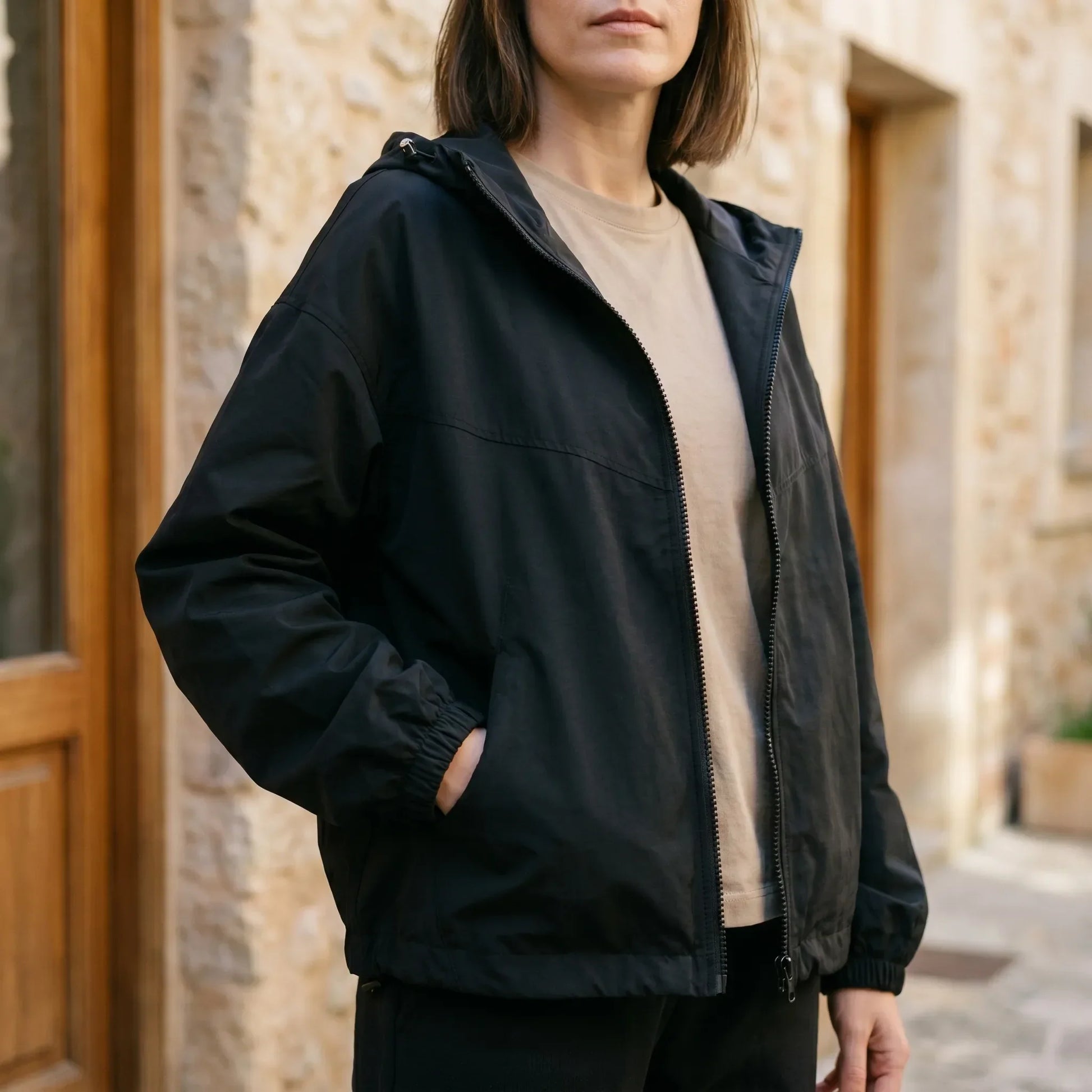 Casual Hooded Windbreaker Jacket -  Regina