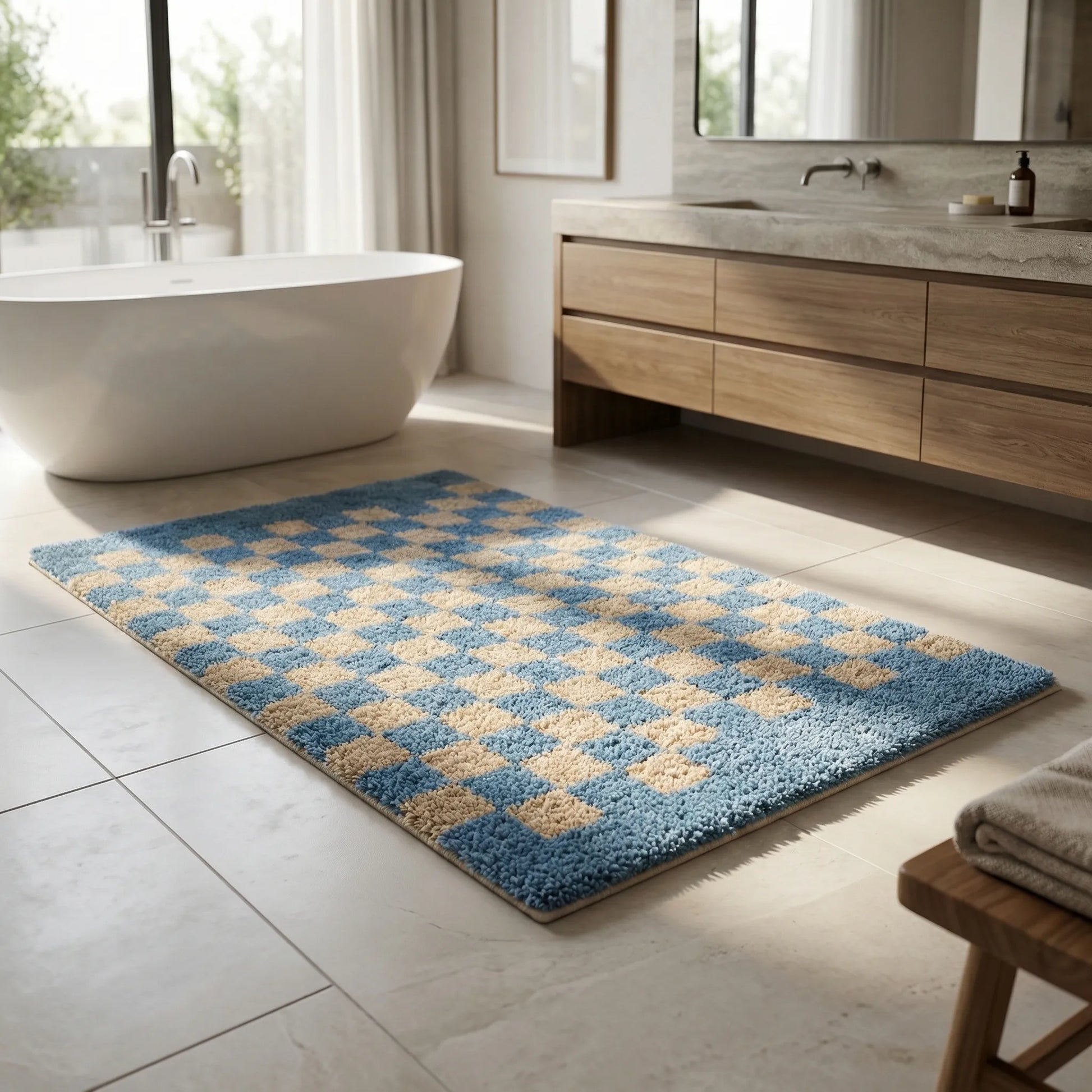 Checkered Bath Floor Mat - PlushiGrid