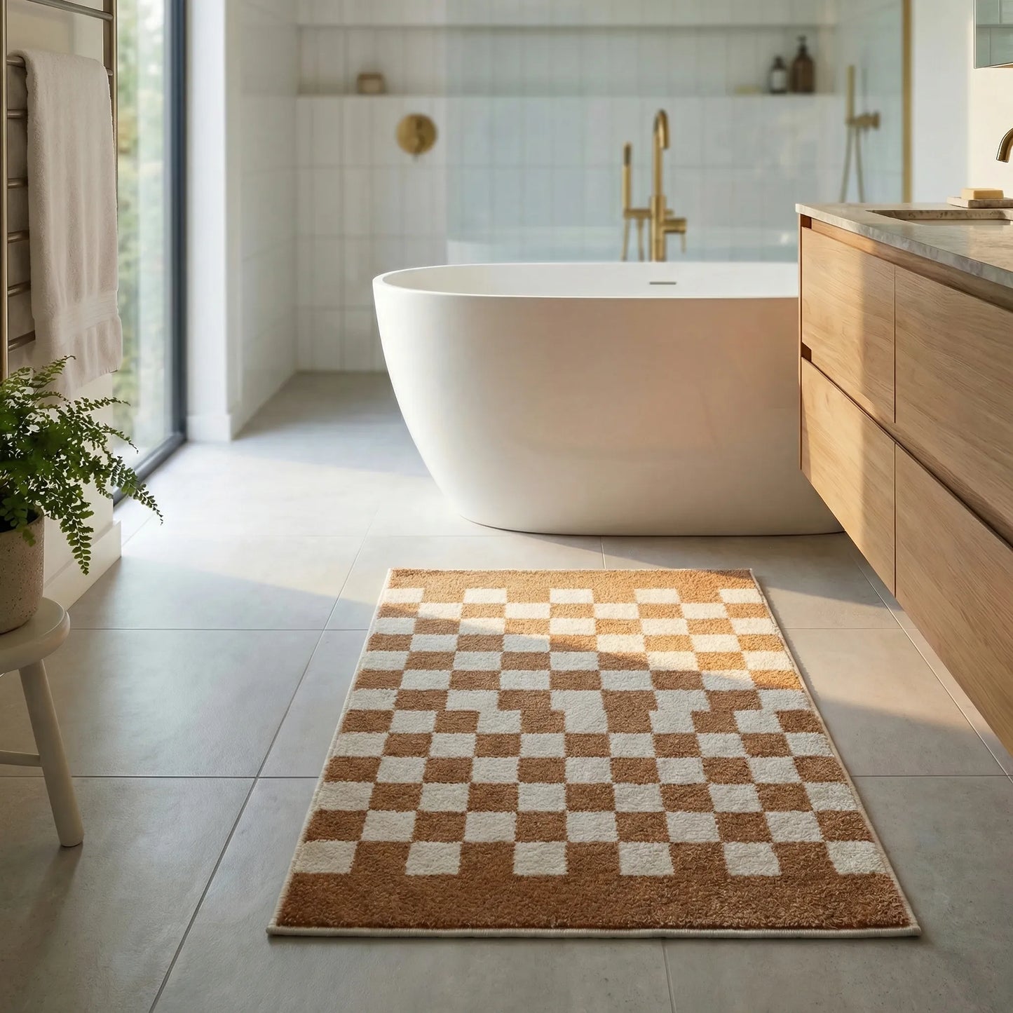 Checkered Bath Floor Mat - PlushiGrid