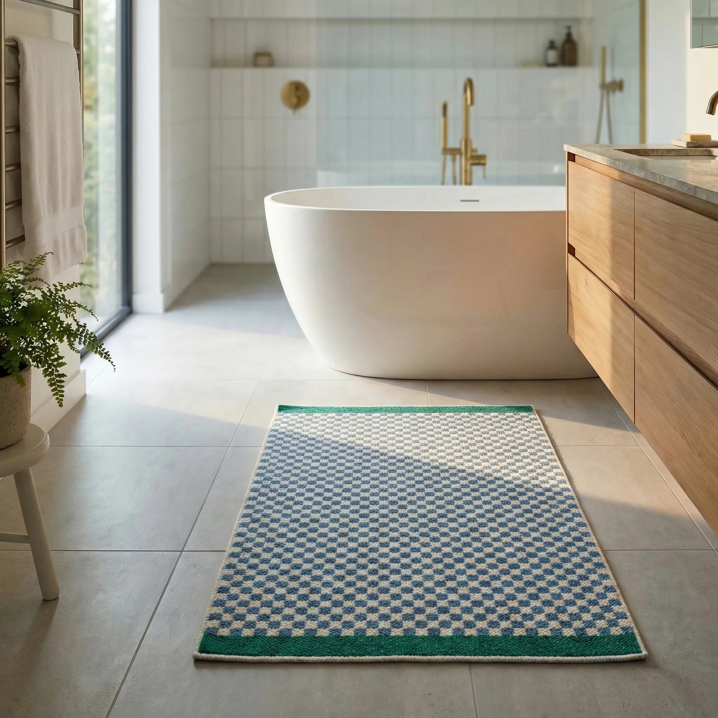 Checkered Bath Floor Mat - PlushiGrid