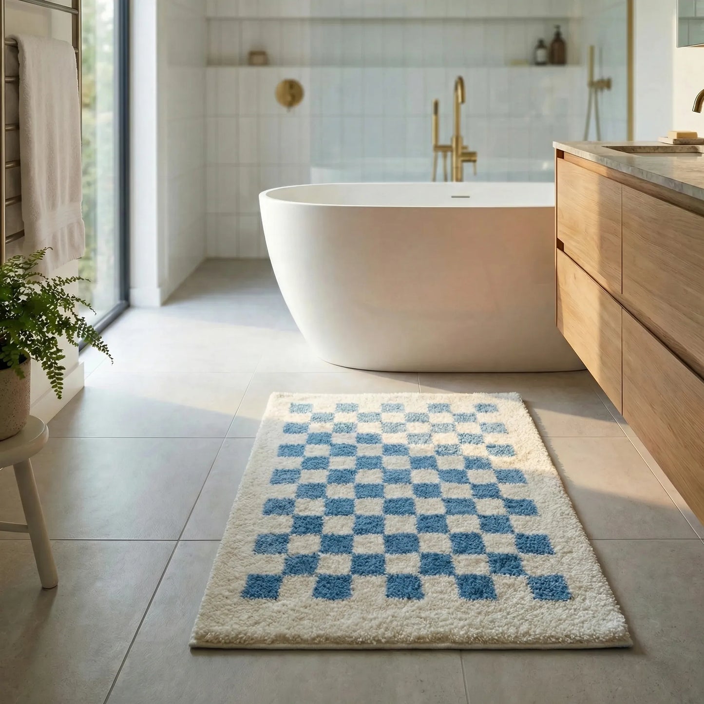 Checkered Bath Floor Mat - PlushiGrid
