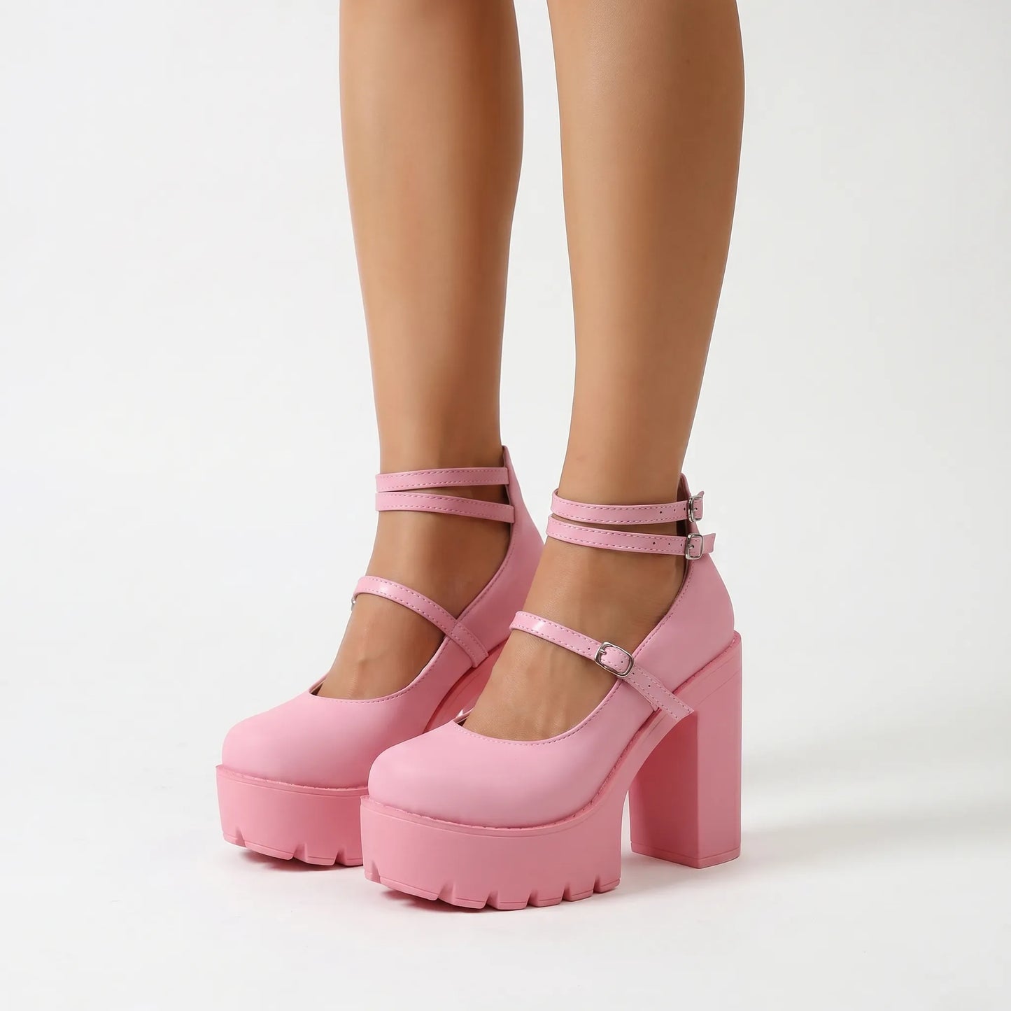 Chunky Heel Mary Jane Pumps - Antonia
