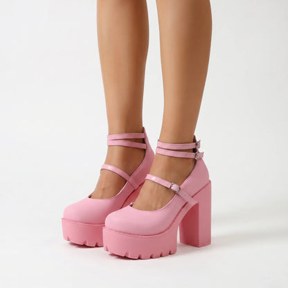 Chunky Heel Mary Jane Pumps - Antonia
