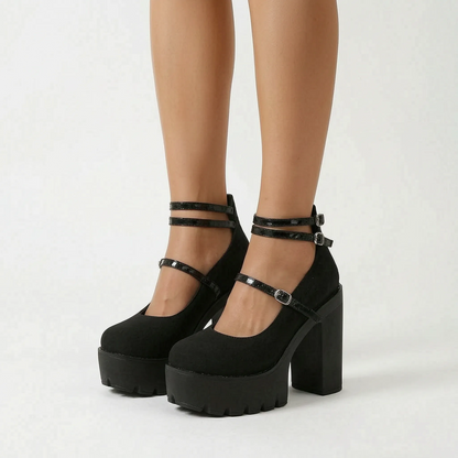 Chunky Heel Mary Jane Pumps - Antonia