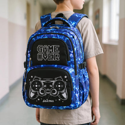 Coordinated Three-Piece Gaming School Bag Set - Luminoz