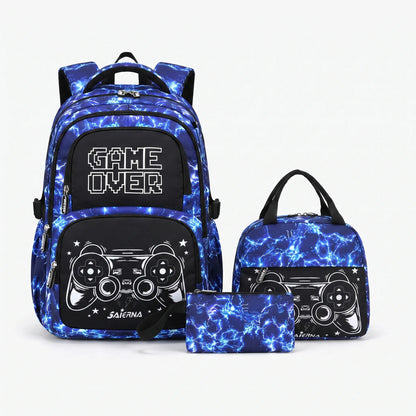 Coordinated Three-Piece Gaming School Bag Set - Luminoz