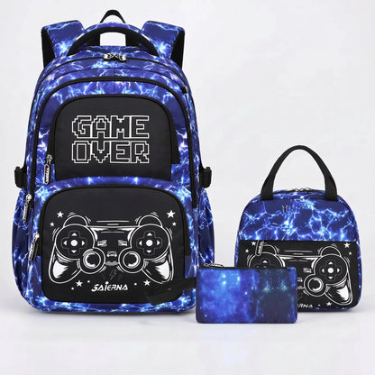 Coordinated Three-Piece Gaming School Bag Set - Luminoz