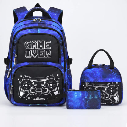 Coordinated Three-Piece Gaming School Bag Set - Luminoz