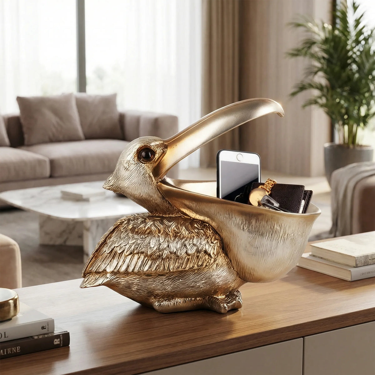 Decoratieve Pelikaanfiguur Met Bergvak - Goldnest