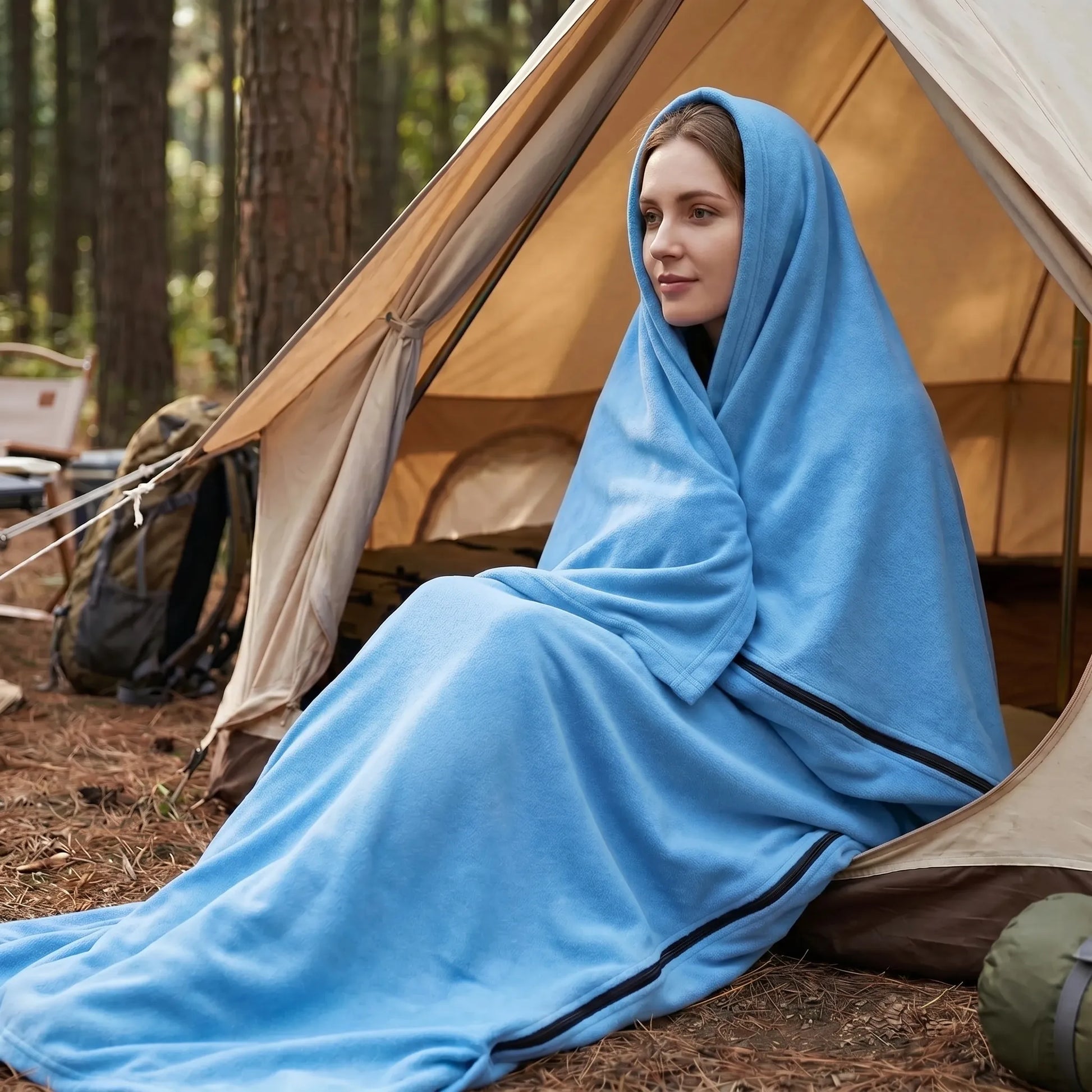 Fleece Envelope-Style Sleeping Bag -  Cozaven