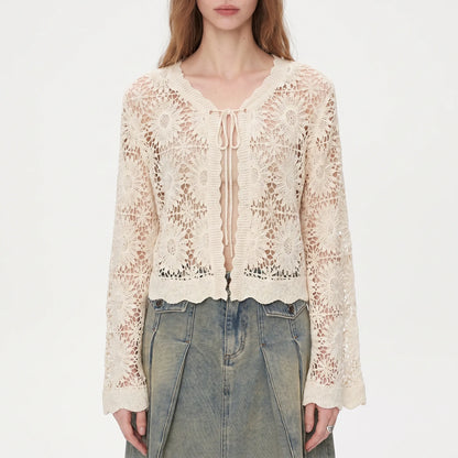Floral Knit Cardigan -  Lila