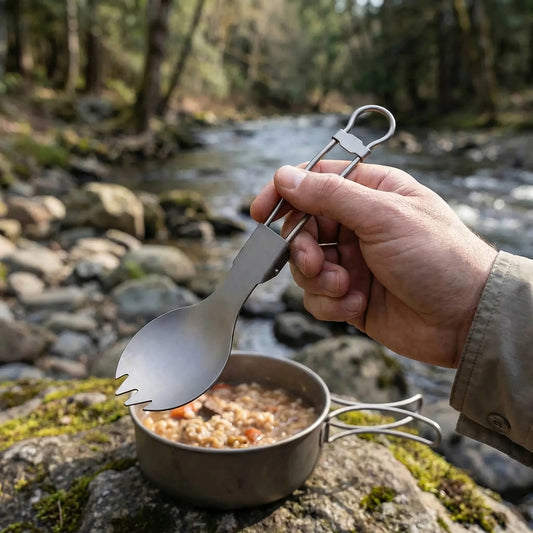 Foldable Titanium Spork Utensil -  Campork
