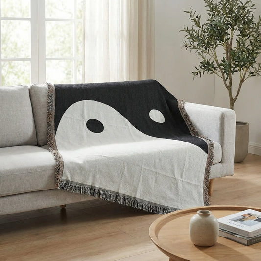 Fringed Yin Yang Wall Tapestry - Zenara