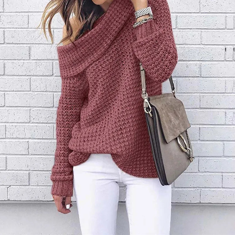 Ladies Off-Shoulder Knitted Sweater – Selina