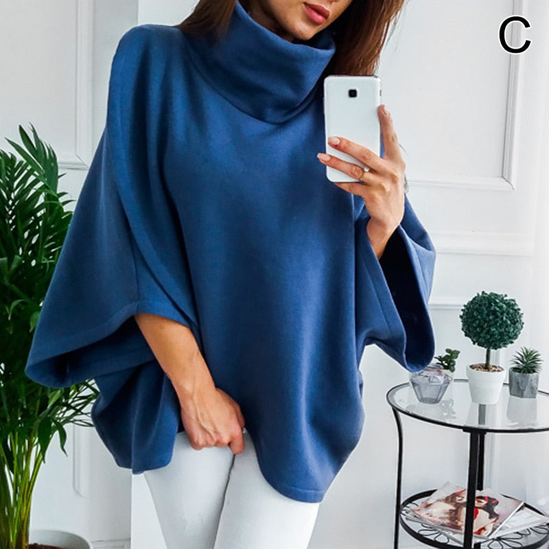 Asymmetrical women's turtleneck sweater – Autumn Magic Mara