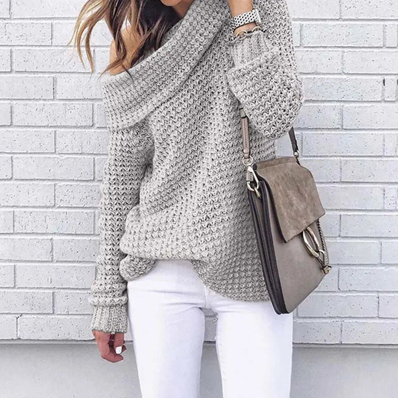 Ladies Off-Shoulder Knitted Sweater – Selina