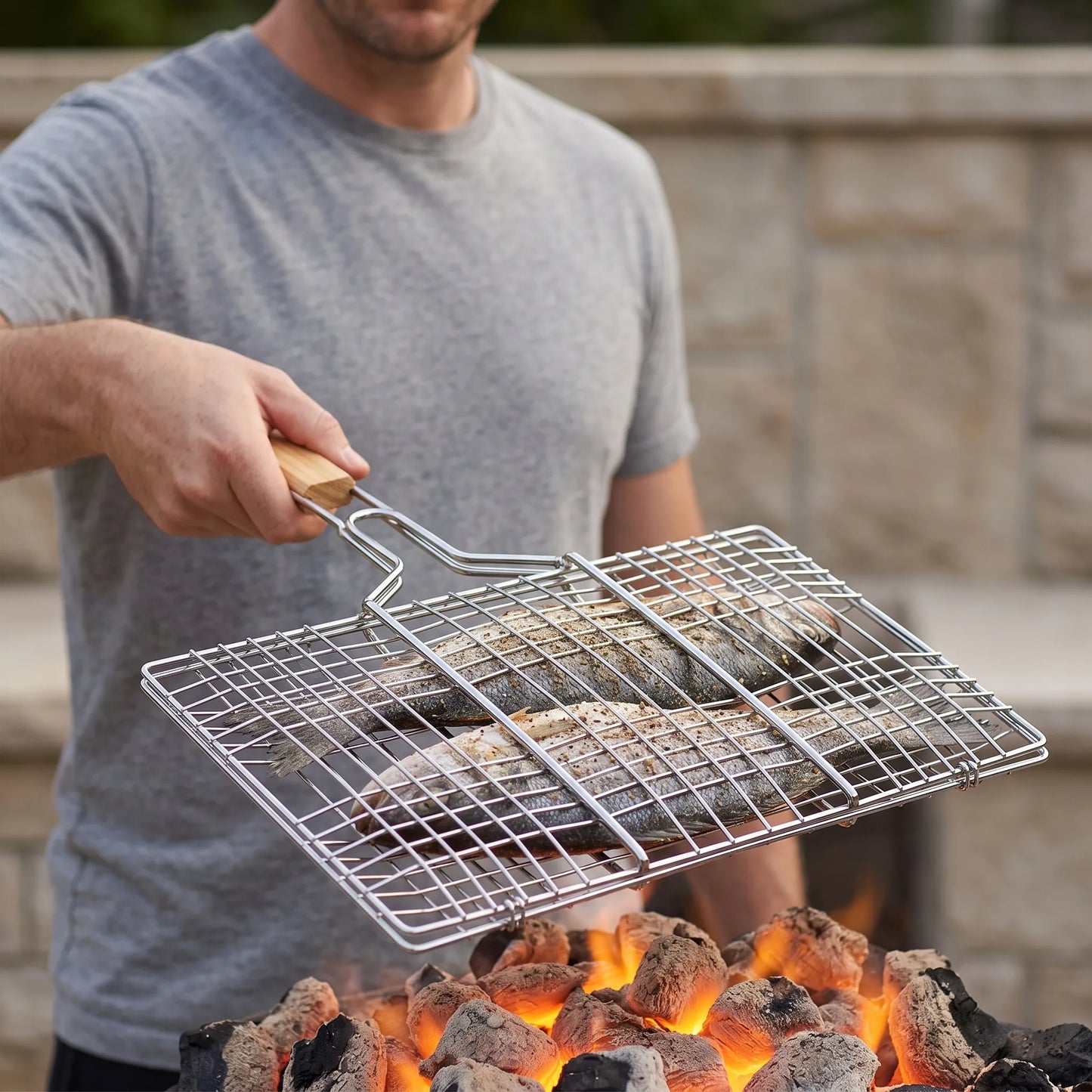 Hinged Outdoor Cooking Basket - Emberflip