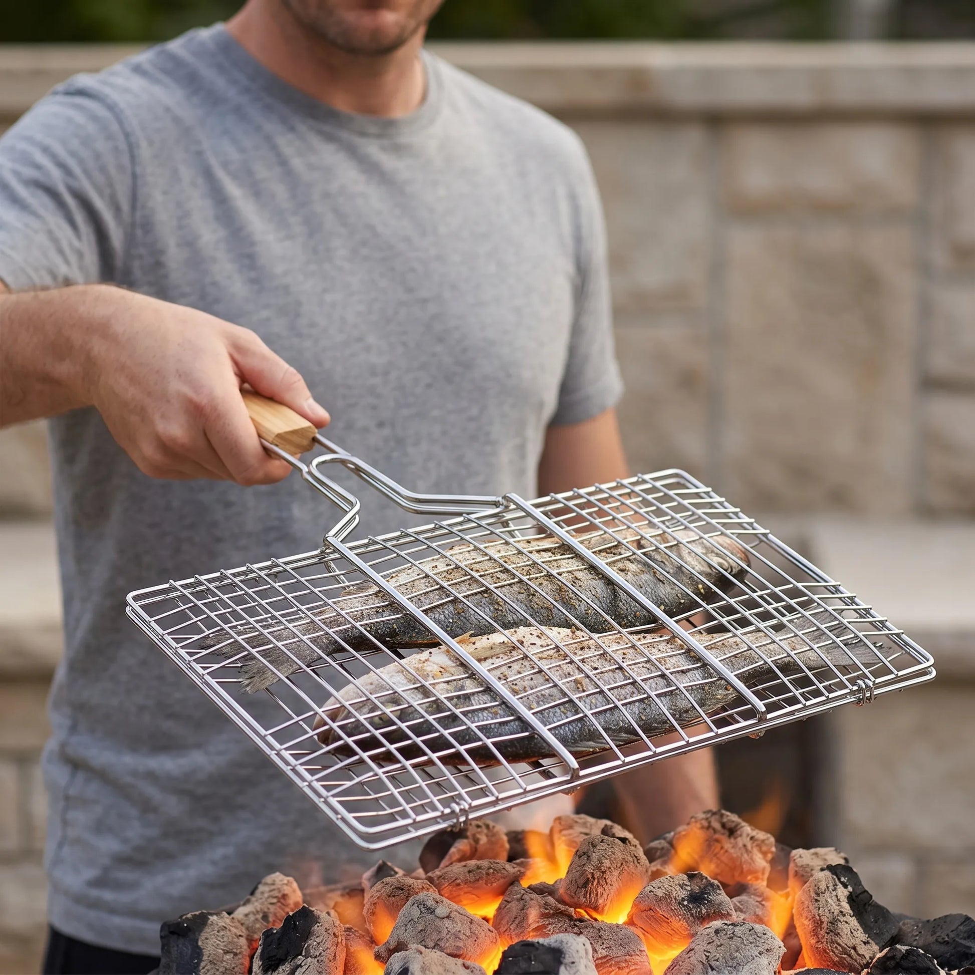 Hinged Outdoor Cooking Basket - Emberflip